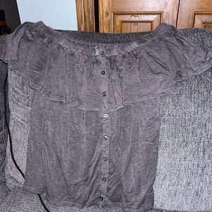 American Eagle Outfitters Charcoal Off-Shoulder Blouse